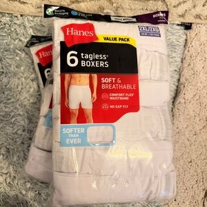 Hanes White Tagless Men's Boxers 6-Pack - Soft Breathable (4 Packs)